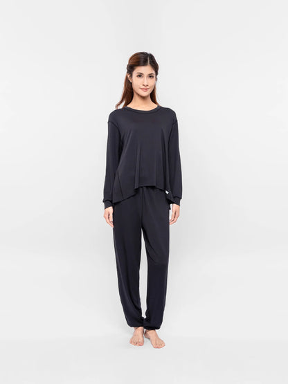 【EczeWear】女裝保濕護膚家居服 - 長袖圓領上身睡衣 (彈性袖口) Women Loungewear - Long Sleeve Round Neck Eczema Relief Shirt (Elastic Sleeve Cuff)