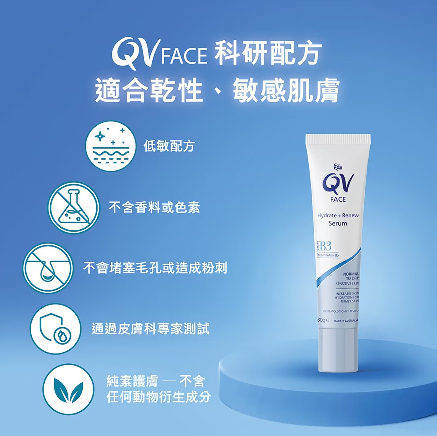 【QV Face】保濕 + 再生精華 QV Face Hydrate + Renew Serum 30g