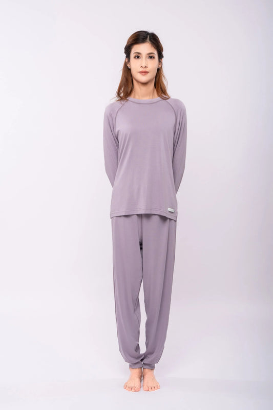 【EczeWear】女裝保濕護膚家居服 - 長袖圓領上身睡衣 (彈性袖口) Women Loungewear - Long Sleeve Round Neck Eczema Relief Shirt (Elastic Sleeve Cuff)